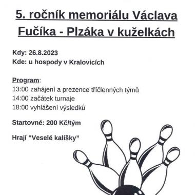 5. ročník memoriálu Václava Fučíka Plzáka v kuželkách